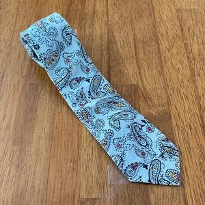 Vintage Moustache Mens Gray Paisley Pattered 100% Cotton Tie